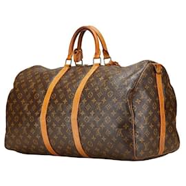 Louis Vuitton-Louis Vuitton Monogram Keepall Bandouliere 55 Boston Bag-Brown