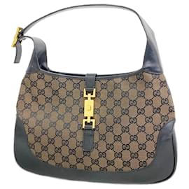 Gucci-Gucci Handbag GG Canvas Jackie 001-Brown,Black