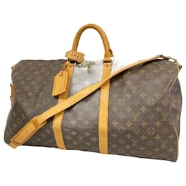 Louis Vuitton-Louis Vuitton Monogram Keepall Bandouliere 55 Boston Bag-Black