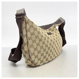 Gucci-Gucci Brown Shoulder Bag GG Canvas-Brown