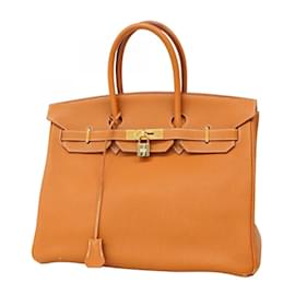 Hermès-Hermes Birkin 35 Handbag in Gold Togo Leather-Golden