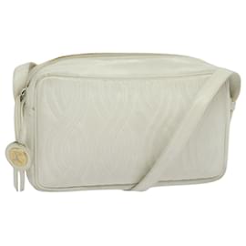 Fendi-Sac à épaule FENDI en cuir blanc argent authentique bs24774-Argenté,Blanc