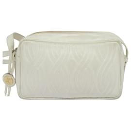 Fendi-FENDI Shoulder Bag Leather White Silver Auth bs24774-Silvery,White