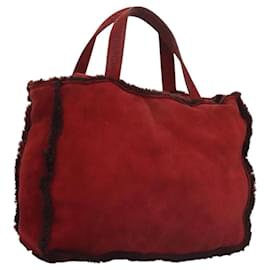 Chanel-CHANEL Tote Bag Mouton Red CC Auth 119628-Red