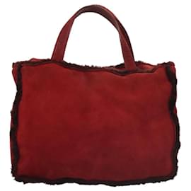 Chanel-CHANEL Tote Bag Mouton Red CC Auth 119628-Red