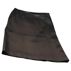 Christian Dior-Christian Dior Skirt Lamb Skin Black Auth am8156-Black