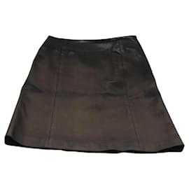 Christian Dior-Christian Dior Skirt Lamb Skin Black Auth am8156-Black