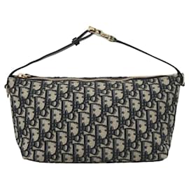 Christian Dior-Christian Dior Trotter Canvas Accessory Pouch Navy Auth 120003-Navy blue