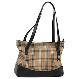 Burberry-BURBERRY Nova Check Tote Bag Canvas Beige Gold Auth 119689-Beige,Golden