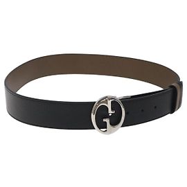 GUCCI Ledergürtel 37,4" Schwarz Silber 449715 Auth am8061 Schwarz Silber