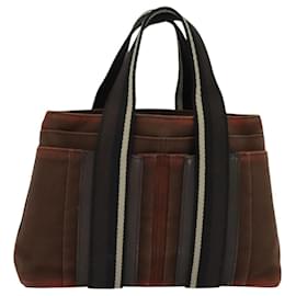 Hermès-HERMES Toroca Horizontal PM Hand Bag Canvas Brown Auth bs24759-Brown