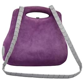 Chanel-CHANEL Hip bag Hand Bag Suede Purple CC Auth 120263-Purple