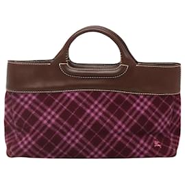 Burberry-BURBERRY Nova Check Blue Label Hand Bag Wool Purple Auth ti3001-Purple