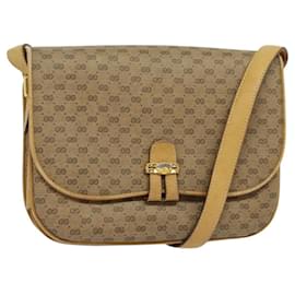 Gucci-GUCCI Micro GG Supreme Shoulder Bag PVC Leather Beige 001 406 1780 Auth bs24523-Beige