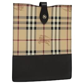 Burberry-BURBERRY Nova Check iPad Case PVC Beige Gold Auth 116045-Beige,Golden