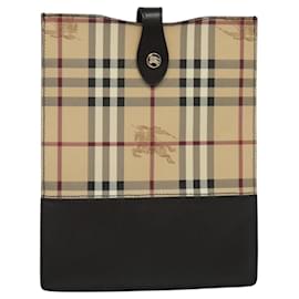 Burberry-BURBERRY Nova Check iPad Case PVC Beige Gold Auth 116045-Beige,Golden