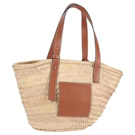Loewe-LOEWE Tote Bag Straw Leather Beige Auth BA1113AM-Beige
