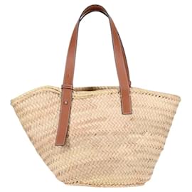 Loewe-LOEWE Tote Bag Straw Leather Beige Auth BA1113AM-Beige
