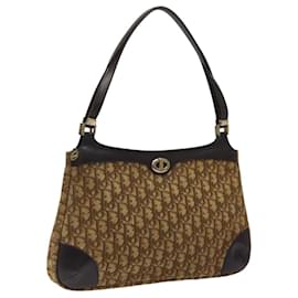 Christian Dior-Christian Dior Trotter Canvas Shoulder Bag Beige Gold Auth 118458-Beige,Golden