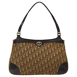 Christian Dior-Christian Dior Trotter Canvas Shoulder Bag Beige Gold Auth 118458-Beige,Golden