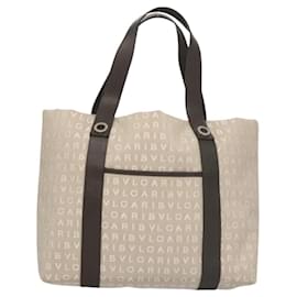 Bulgari-BVLGARI Logo Mania Tote Bag Canvas Beige Auth BA1523-Beige