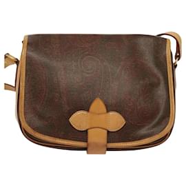 Etro-ETRO Paisley Shoulder Bag PVC Leather Brown Gold Auth am8067-Brown,Golden