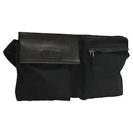 Gucci-GUCCI GG Canvas Waist bag Black Silver 28566 Auth am8162-Black,Silvery