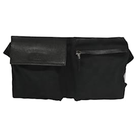 Gucci-GUCCI GG Canvas Waist bag Black Silver 28566 Auth am8162-Black,Silvery