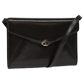 Bally-BALLY Shoulder Bag Leather Dark Brown Gold Auth BA1161-Golden,Dark brown