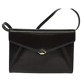 Bally-BALLY Shoulder Bag Leather Dark Brown Gold Auth BA1161-Golden,Dark brown