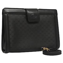 Gucci-GUCCI Micro GG Supreme Shoulder Bag PVC Black Gold 004 110 0364 Auth ep8653-Black,Golden