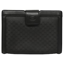 Gucci-GUCCI Micro GG Supreme Shoulder Bag PVC Black Gold 004 110 0364 Auth ep8653-Black,Golden