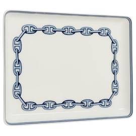 Hermès-HERMES Chaine d'Ancre Square Plate Glass Blue Auth am8130-Blue