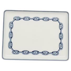 Hermès-HERMES Chaine d'Ancre Square Plate Glass Blue Auth am8130-Blue