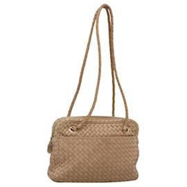 Autre Marque-BOTTEGA VENETA INTRECCIATO Shoulder Bag Leather Beige Gold Auth ep8721-Beige,Golden