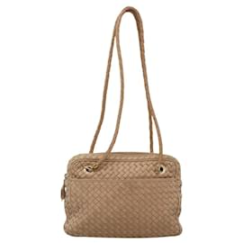 Autre Marque-BOTTEGA VENETA INTRECCIATO Shoulder Bag Leather Beige Gold Auth ep8721-Beige,Golden