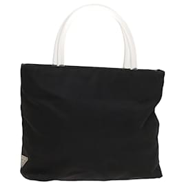 Prada-PRADA Hand Bag Nylon Black Silver Auth 118383-Black,Silvery