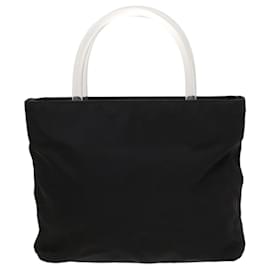 Prada-PRADA Hand Bag Nylon Black Silver Auth 118383-Black,Silvery
