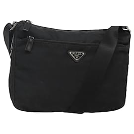 Prada-PRADA Shoulder Bag Nylon Black Silver Auth ep8753-Black,Silvery
