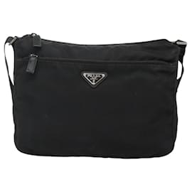 Prada-PRADA Shoulder Bag Nylon Black Silver Auth ep8753-Black,Silvery
