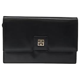 Givenchy-GIVENCHY Shoulder Bag Leather Black Gold Auth bs24469-Black,Golden