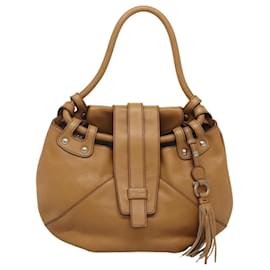 Salvatore Ferragamo-Salvatore Ferragamo Gancini Shoulder Bag Leather Beige Auth 116350-Beige