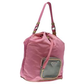 PRADA Borsa a mano in nylon rosa argento Auth ar13470 Argento Rosa