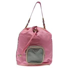 Prada-PRADA Hand Bag Nylon Pink Silver Auth ar13470-Silvery,Pink