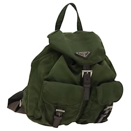 Prada-PRADA Backpack Nylon Khaki Silver Auth bs24455-Silvery,Khaki