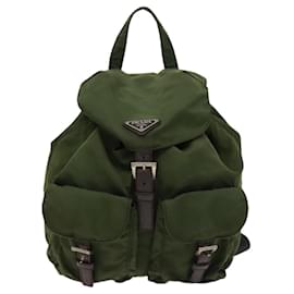 Prada-PRADA Backpack Nylon Khaki Silver Auth bs24455-Silvery,Khaki