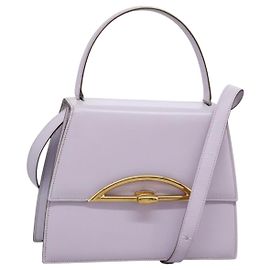 Céline Bolsa de mão CELINE em couro 2 vias roxa dourada Auth 120119 Dourado Roxo