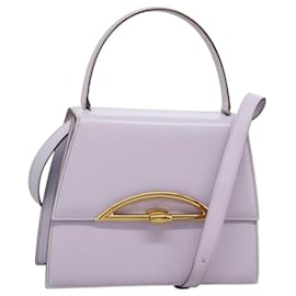 Céline-CELINE Hand Bag Leather 2way Purple Gold Auth 120119-Golden,Purple