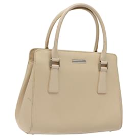 Burberry-BURBERRY Hand Bag Leather Beige Silver Auth bs24585-Silvery,Beige