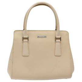 Burberry-BURBERRY Hand Bag Leather Beige Silver Auth bs24585-Silvery,Beige